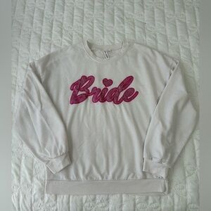 Bride Graphic Sweatshirt - White with Pink Script